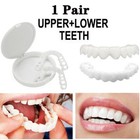 Snap On False Teeth Upper + Lower Dental Veneers Dentures Tooth Cover Set Hot uk