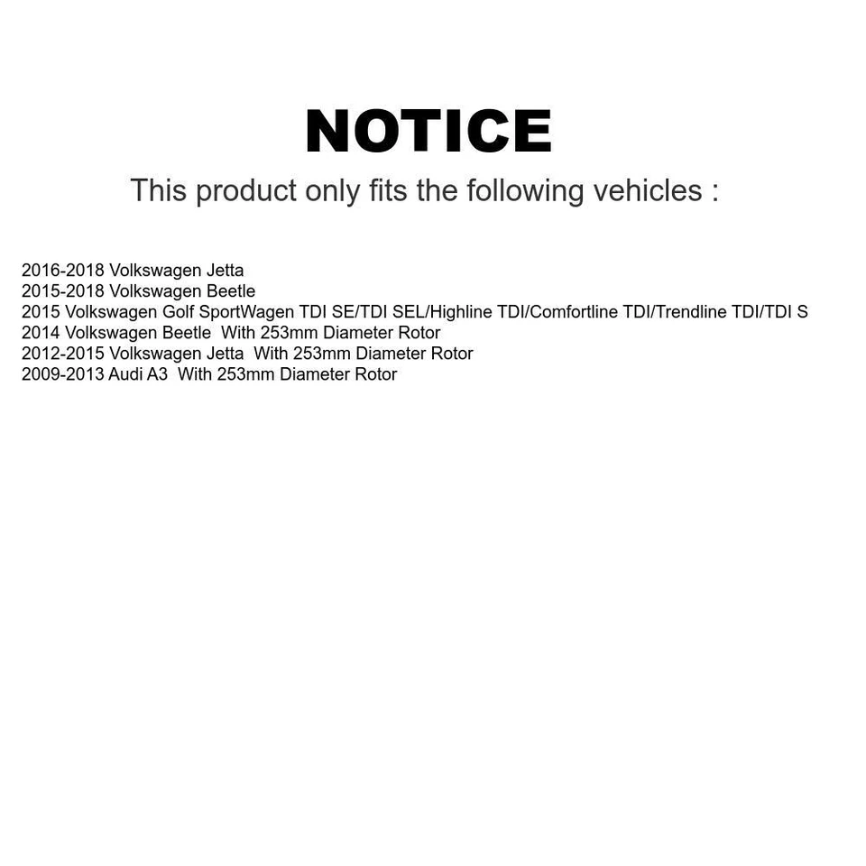 Rear Brake Rotors & Ceramic Pads Kit for Volkswagen Beetle 2014-2018 5 Lug Foto 2 de 2