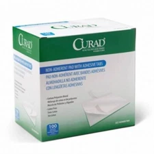 CURAD Non-Adherent Pad With Adhesive Tabs, Sterile, Size 3x 4 Pack of 100 New