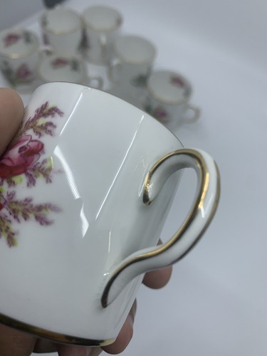 Royal Chelsea Moss Rose England Demitasse Cups & Saucers Set of 12 - Picture 7 of 10