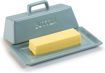 Ceramic Butter Dish with Lid, Kitchen Countertop Butter Keeper, Serving Tray wit