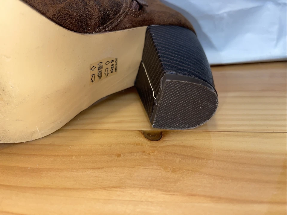 MICHAEL ANTONIO MUJER MARRÓN CREMALLERA LATERAL BLOQUE TACÓN BOTINES TALLA 9 Foto 4 de 4