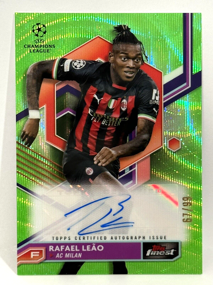 2022-23 Topps Finest UCL AC Milan Rafael Leao Autograph Neon Green