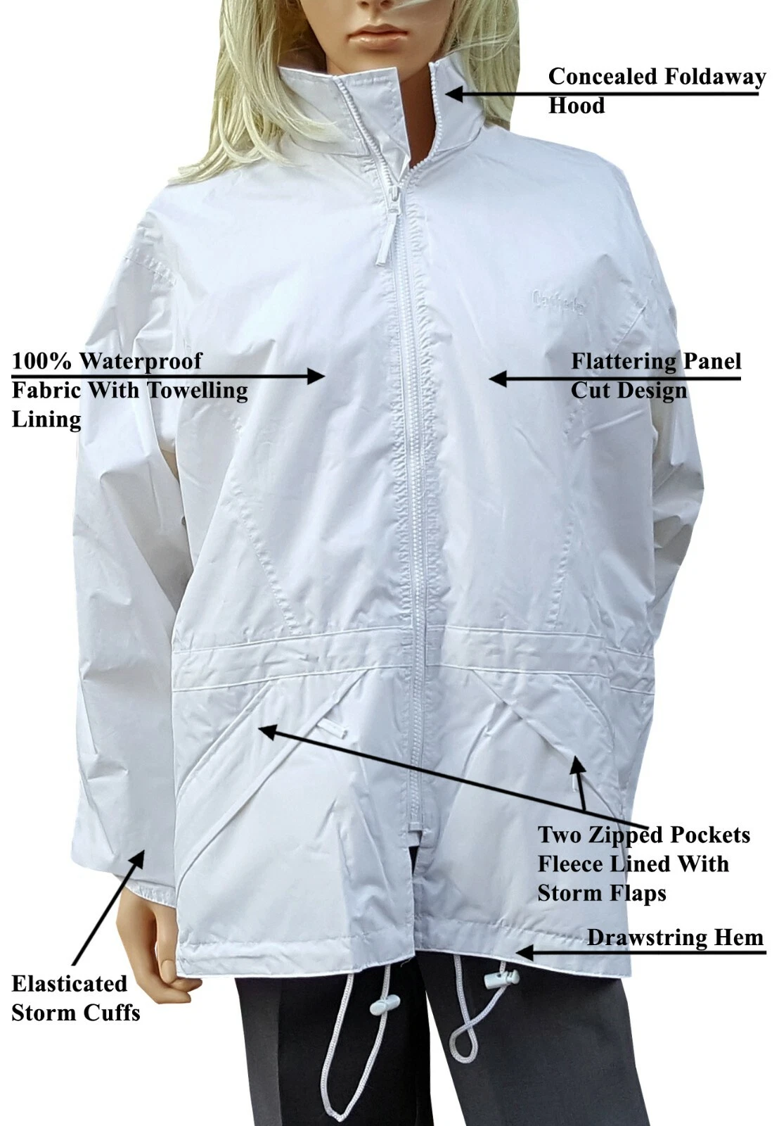 CATHEDRAL Duraproof Towelling Lined Jacket Ladies 100% Waterproof White 2026