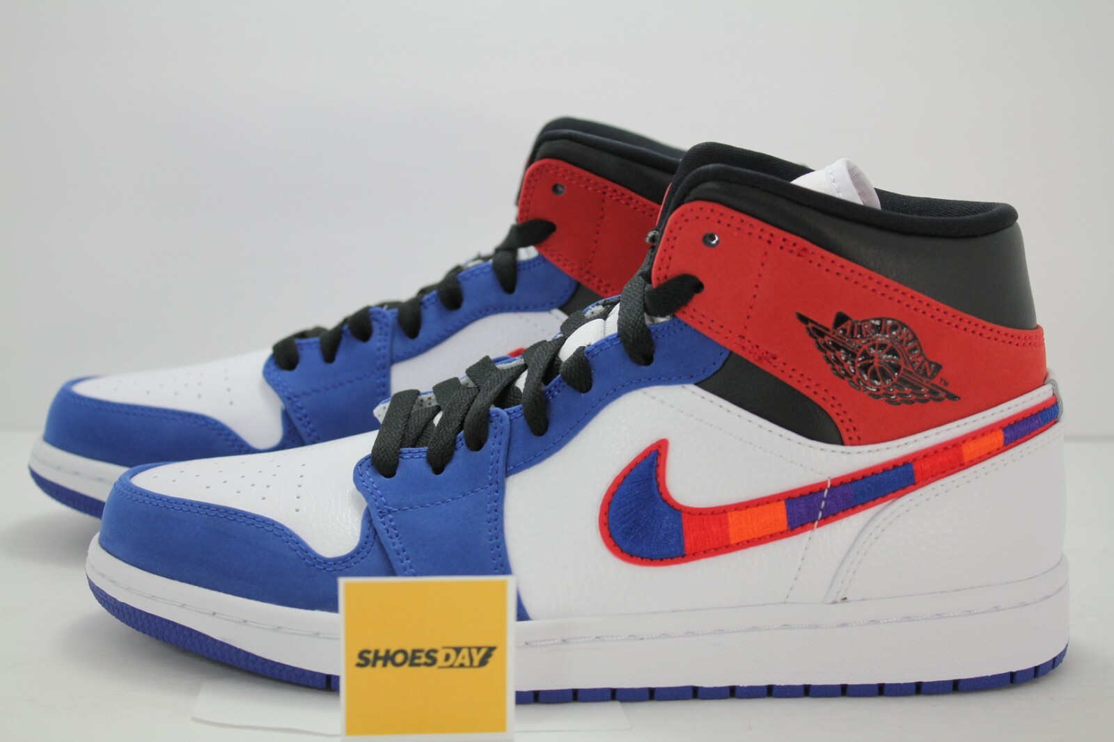 Nike Air Jordan 1 Mid Sneakers Swoosh Blue White 852542-146