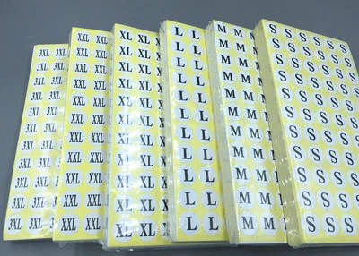 1320 Stück Unisex Kleidung Größe Runde Label-Aufkleber S/M/L/XL/XXL/3XL DIY