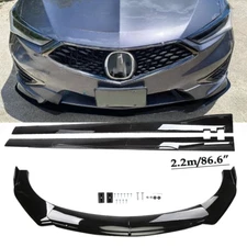 Front Bumper Lip Spoiler Splitter Side Skirt For Acura Integra Gloss Black Body