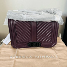 Rebecca Minkoff Small Love Leather Quilted Crossbody Bag, Burgundy, NWT