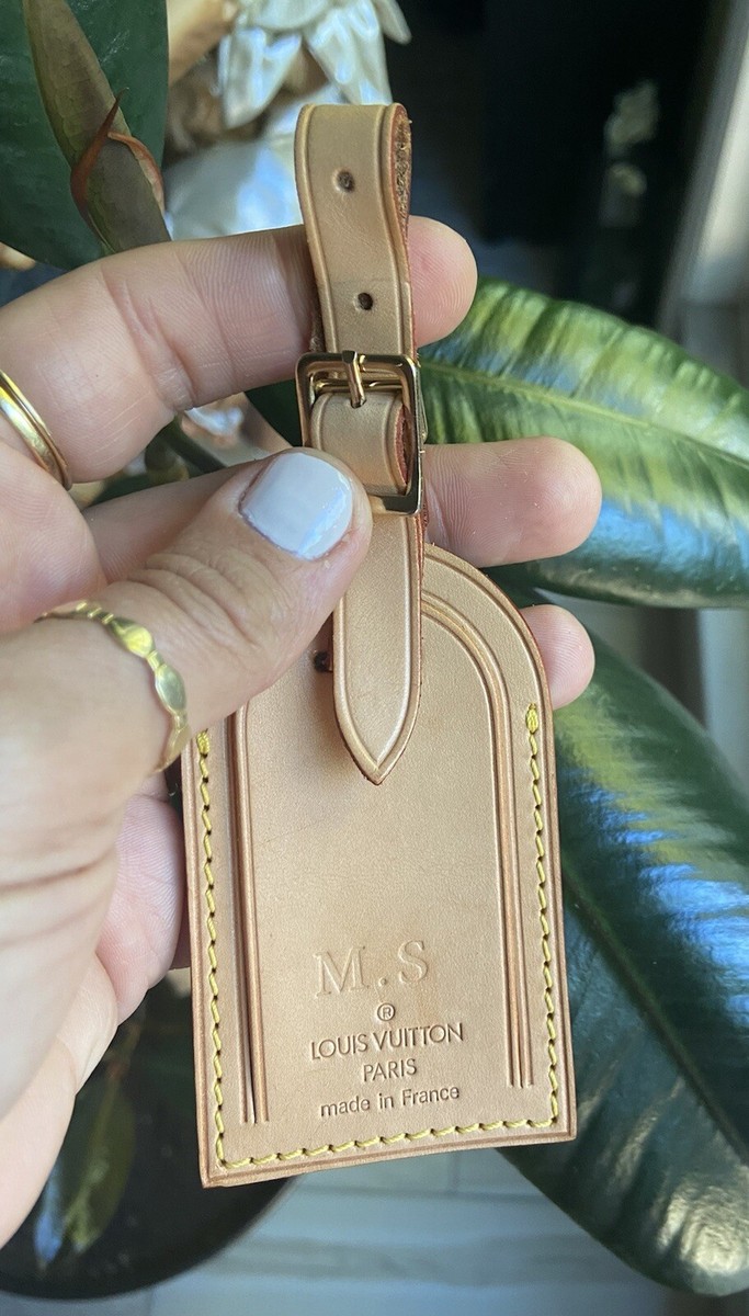 Louis Vuitton Leather Luggage Tag With Hot Stamps Letters M.S | eBay