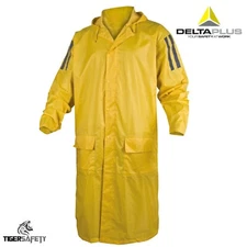 Delta Plus MA400 Yellow Waterproof Polyester Long Jacket Rain Mac Trench Coat
