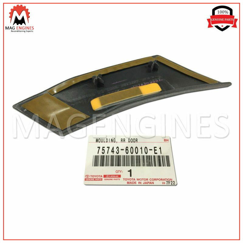 75743-60010-E1 GENUINE OEM MOULDING, REAR DOOR, OUTSIDE UPPER REAR