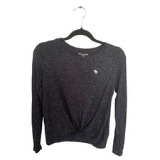 Abercrombie Kids Girls Gray Lightweight Sweater Shirt Sz 15/16 Stretch Faux Tie