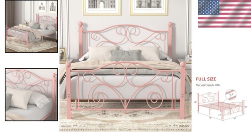 Robust Full Size Metal Bed Frame with High Headboard - Ideal for Stylish Sleep - Picture 2 of 10