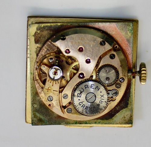 Rare Bucherer 18K Solid Gold Square 17 Jewel Men's Watch , Grand Prix Buren Mvmt - Picture 7 of 7