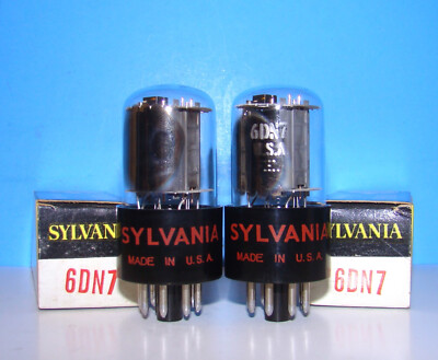6DN7 NOS 2 Sylvania radio audio amplifier electron vacuum tubes 2 valve tested