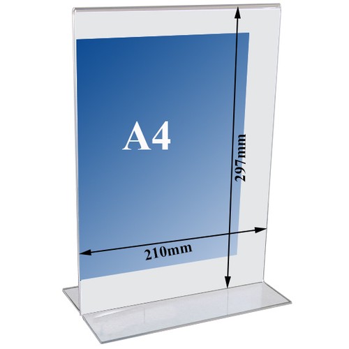 T shape Acrylic Poster Menu Holder Perspex Leaflet Display pocket Stand