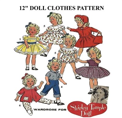 12'' Shirley Temple Doll Clothes Vintage Sewing Pattern