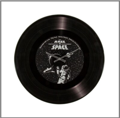 Schallplatten Wanduhr Glas Schwarz Schallplattenuhr Retro Race to - Main Image