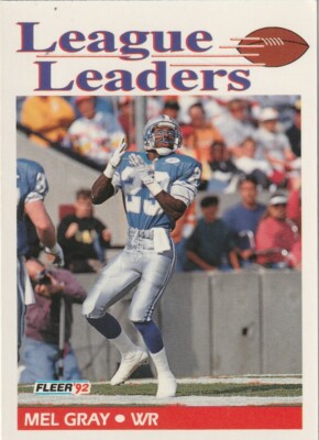 FREE SHIPPING-MINT-1992 Fleer Mel J Gray #467 LIONS LEAGUE LEADERS