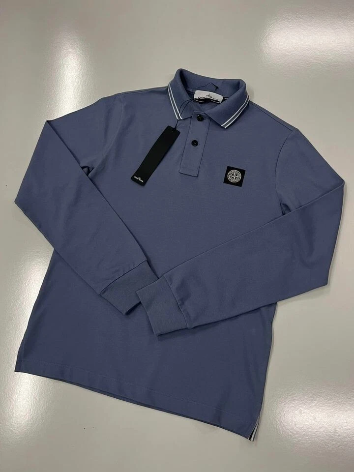 stone island long sleeve polo blue