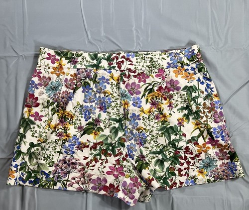 Zara Women's Floral High Waisted Shorts Size XXL Multicolor Casual side zip - Picture 7 of 8