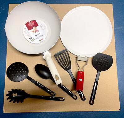 8-pc Ballarini Cookware Set Saturnia Wok Skillet, utensils Lid