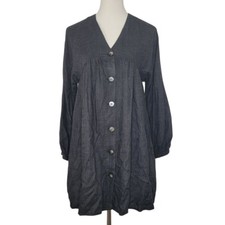 Zara TRF Collection Babydoll Charcoal Buttoned Dress Size Small S