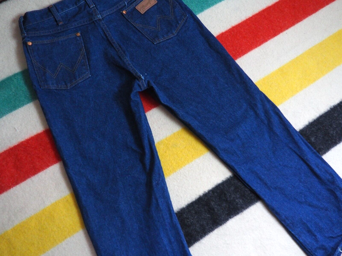濃紺 70's WRANGLER HAPPY BIRTHDAY AMERICA VTG 70s Wrangler Dark Wash Western Logo Blue 32x27 Denim
