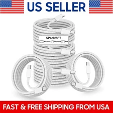 For iPhone 15 Pro Max 15 Plus USB-C Fast Charger Woven Cable Type C Cord 5 PACK