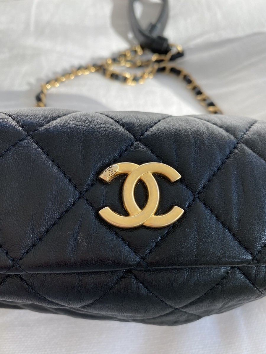 Chanel CC Link Hobo Quilted Crumpled Lambskin Small Black | eBay Chanel CC Link Hobo Quilted Crumpled Lambskin Small Black | eBay
