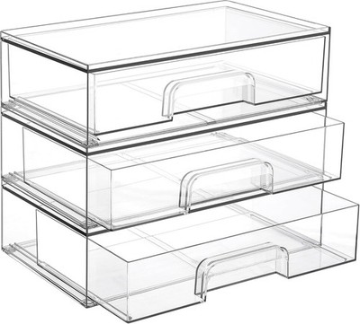 Vtopmart 12.1'' Clear Stackable Acrylic Storage Drawers - 3 Pack