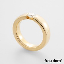 Spannring - Solitärring Halbkaräter mit Brillant 585/- Gelbgold Weite: 55