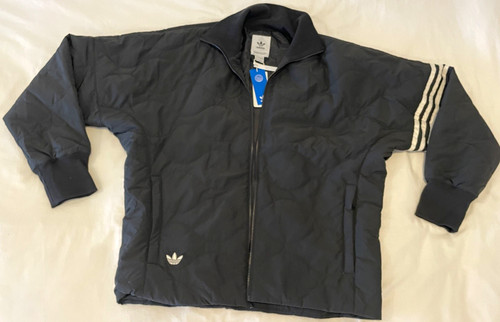 adidas Originals Men's Quilted Bomber Jacket Black Full Zip Size M HR8696