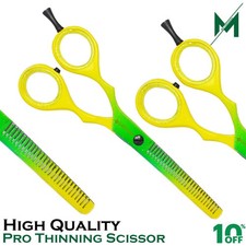 Hair Cutting Scissors Barber Shears - Yellow And Green Stainless Steel German Gr
