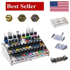 Compact Paint Organizer for Convenient Hobby Desk - 52 Bottles, 22 Brushes
