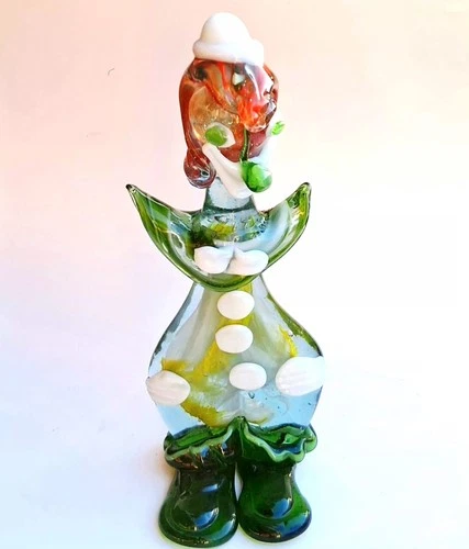 Vtg Murano Art Glass Handblown Clown 13.5" T Mid-Century Vibrant Colors Unique