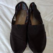 TOMS Women's Black Canvas Slip-On Flats Size 7.5 Comfort Round Toe