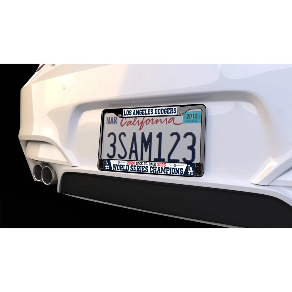 LA Dodgers Back to Back 24-25 World Series Champions 3D Black License Plate - Image 3 of 3