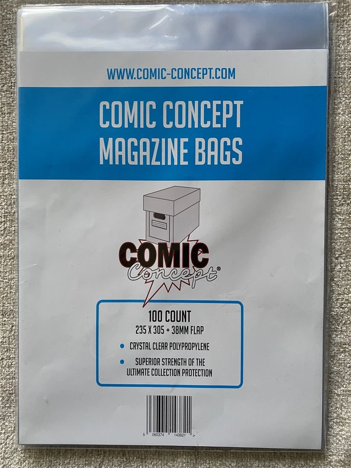 100 MAGAZINE Comic Concept Bags 235 x 305 mm Crystal Clear