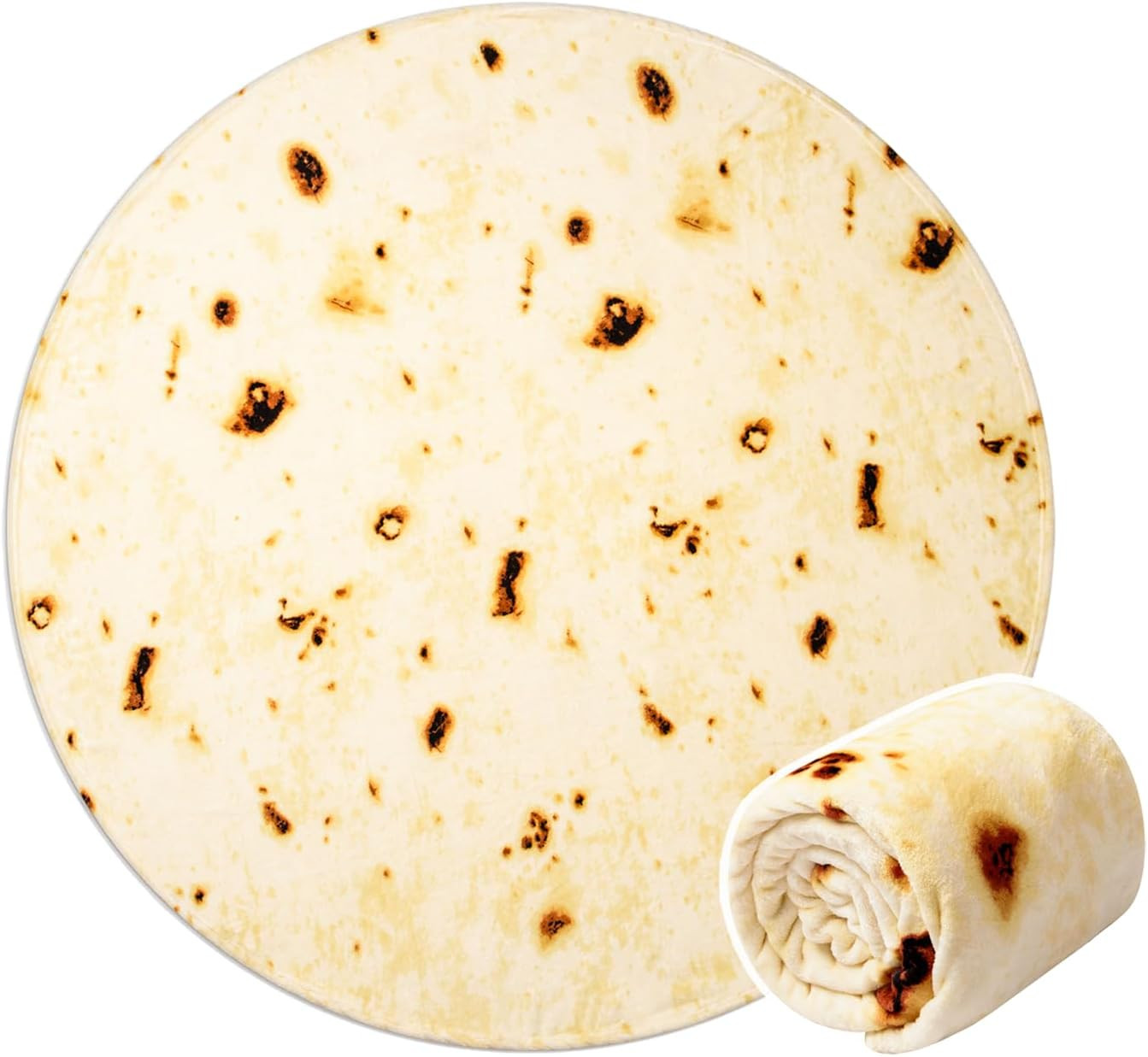 Manta Burrito Tortilla Beige 71 Pulgadas Doble Cara Suave y Divertida