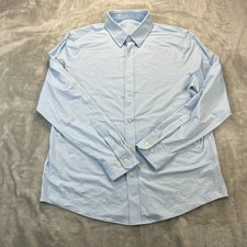 Rhone Pique Long Sleeve Button Shirt Mens L Light Blue Italian Fabric