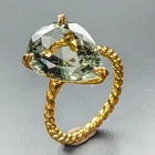 Vintage 14 ct Natural Green Amethyst Ring 925 Sterling Silver Size 6 /R465570