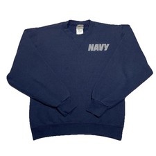 VTG Authentic US Navy Crewneck Sweatshirt Mens S Double Sided USA Made