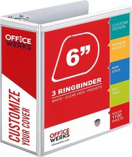 3 Ring Binders 6 Inch D Ring Heavy Duty Large Binder with Pockets for 8.5" X 11"