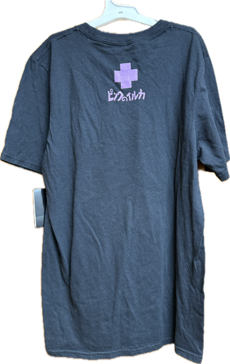 Pink Dolphin Logo Adult Men Short sleeve T-Shirt Black Graphic
