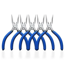 Mini Needle Nose Pliers 5"-5 Pack Small Long Nose Pliers with Wire Cutters, S...
