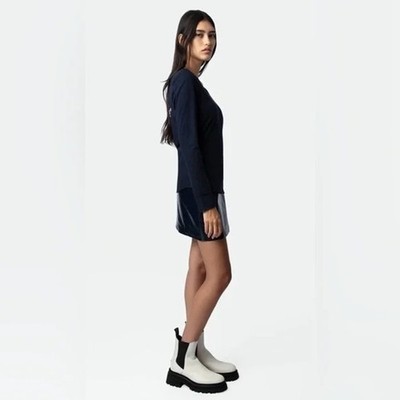 Zadig & Voltaire Ride Chelsea Semy-Shiny Boot Ice Sz:FR39/US8  $648 NIB
