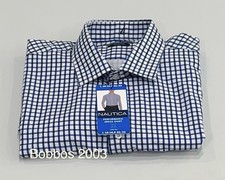 Nautica Men's Performance Slim Fit Dress Shirt, Blue, L 16-16.5, 32/33 