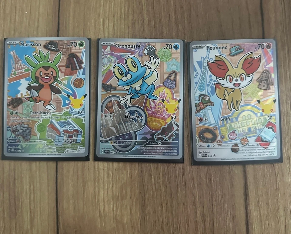 Pokémon Lot 3 cartes Holo promo FR - Feunnec Grenousse Marisson - Photo 1/1