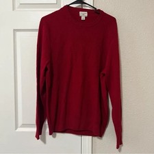 Dockers Men  s Red Textured Knit Crewneck Sweater Size L Classic Pullover